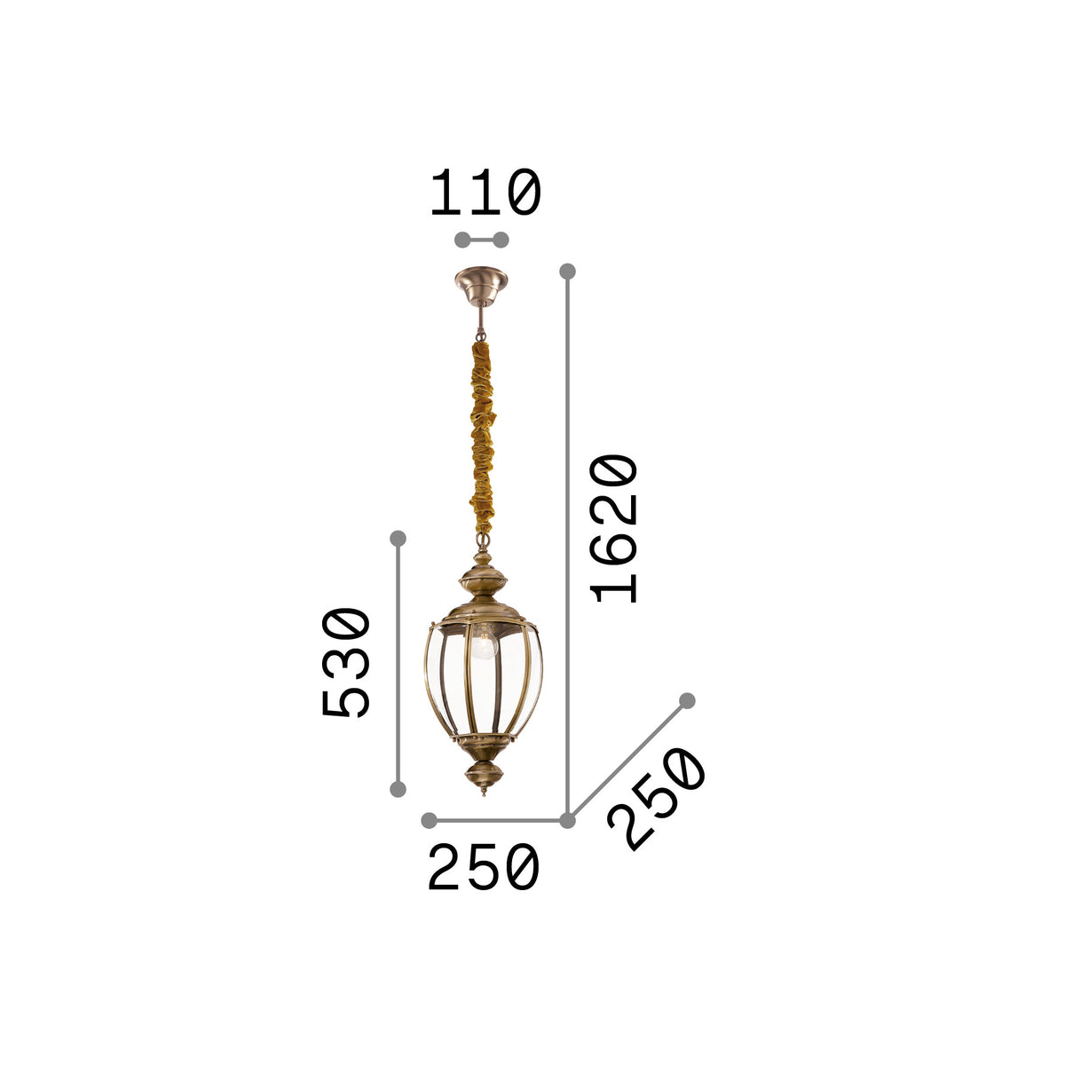 Lustră pendul Norma SP1, brunit – desen tehnic cu dimensiuni