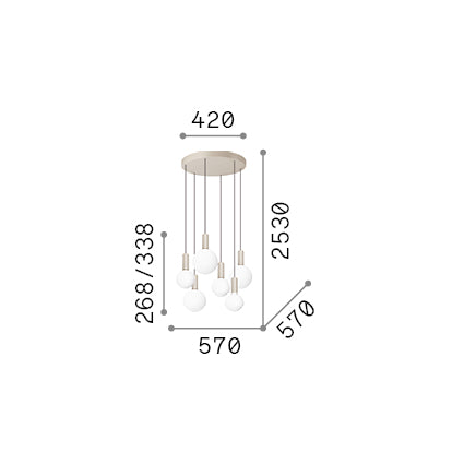 Lustră pendul Odeon SP6 rotund – desen tehnic cu dimensiuni