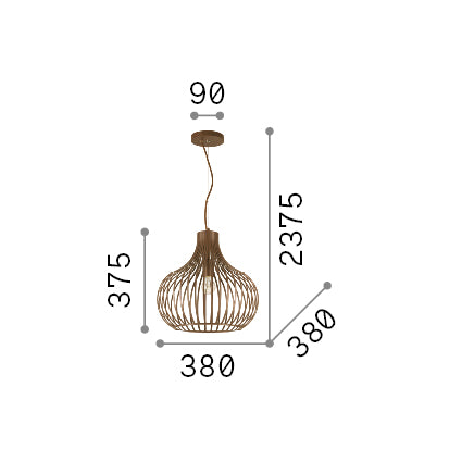 Lustră pendul Onion SP1 D38 – desen tehnic cu dimensiuni