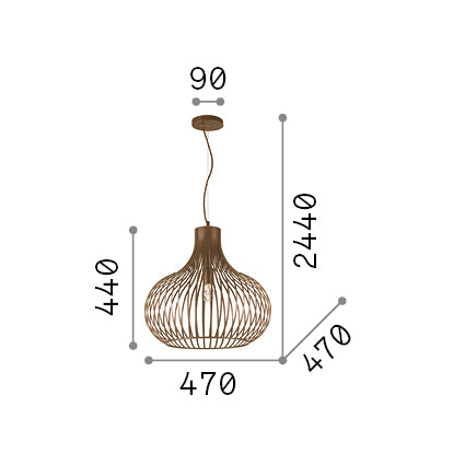 Lustră pendul Onion SP1 D47 – desen tehnic cu dimensiuni