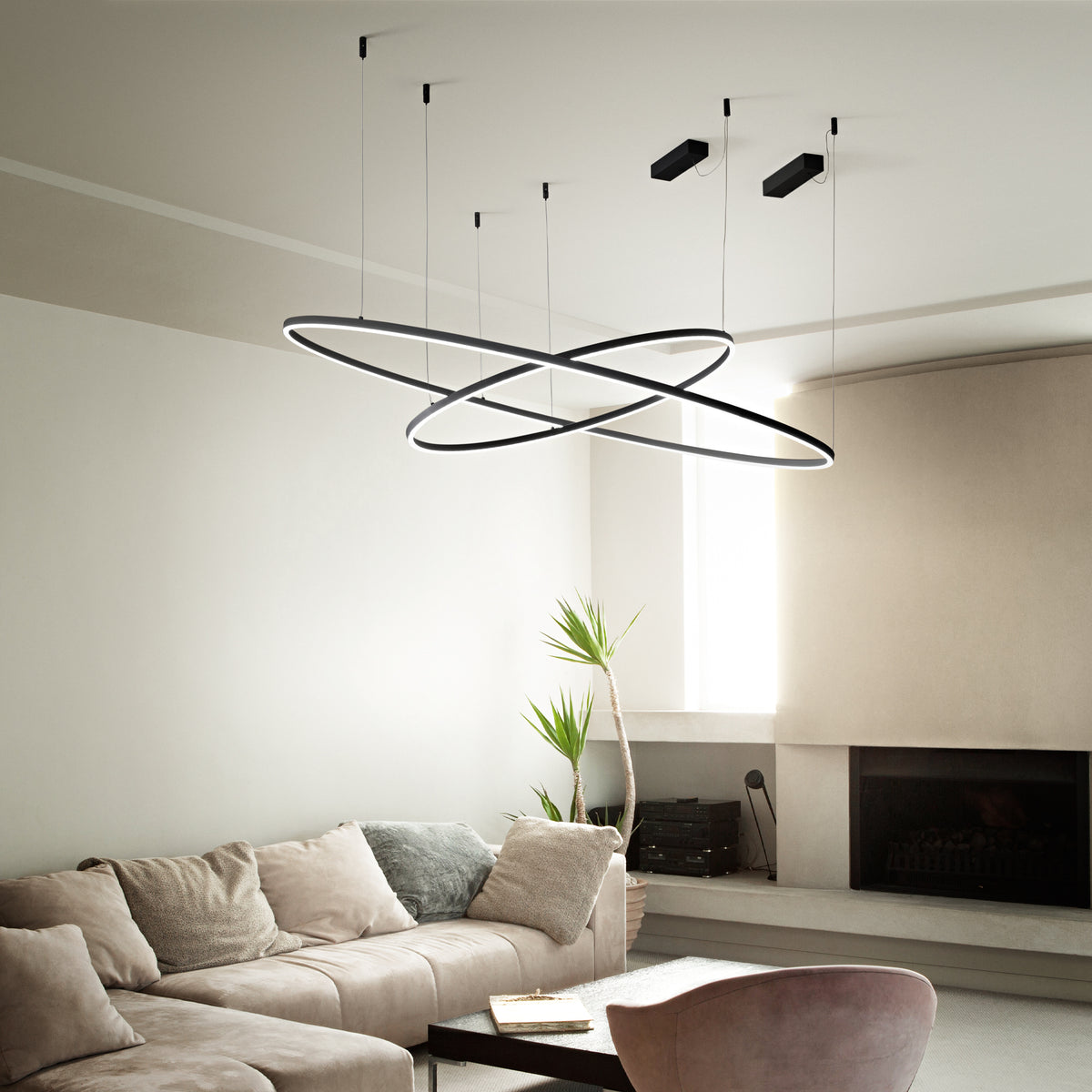 Lustră pendul Oracle Slim SP D070 rotund 2700K On-Off, negru – ambient
