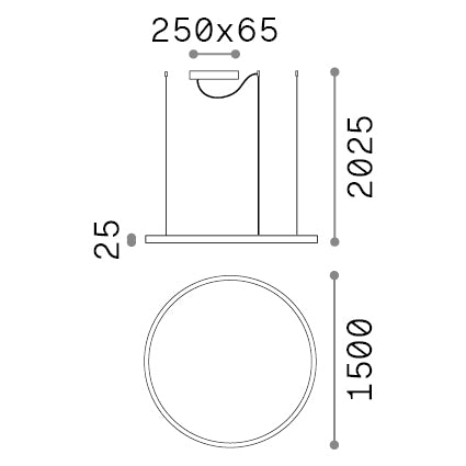 Lustră pendul Oracle Slim SP D150 rotund 3000K On-Off, alamă – desen tehnic cu dimensiuni