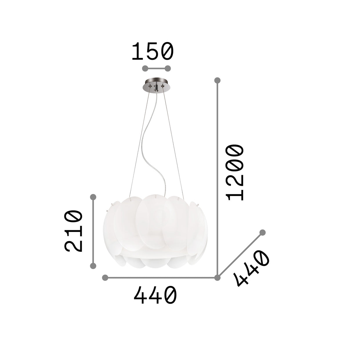 Lustră pendul Ovalino SP5 – desen tehnic cu dimensiuni