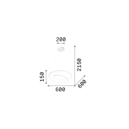 Lustră pendul Oz SP D060 On-Off 2700K, alamă – desen tehnic cu dimensiuni