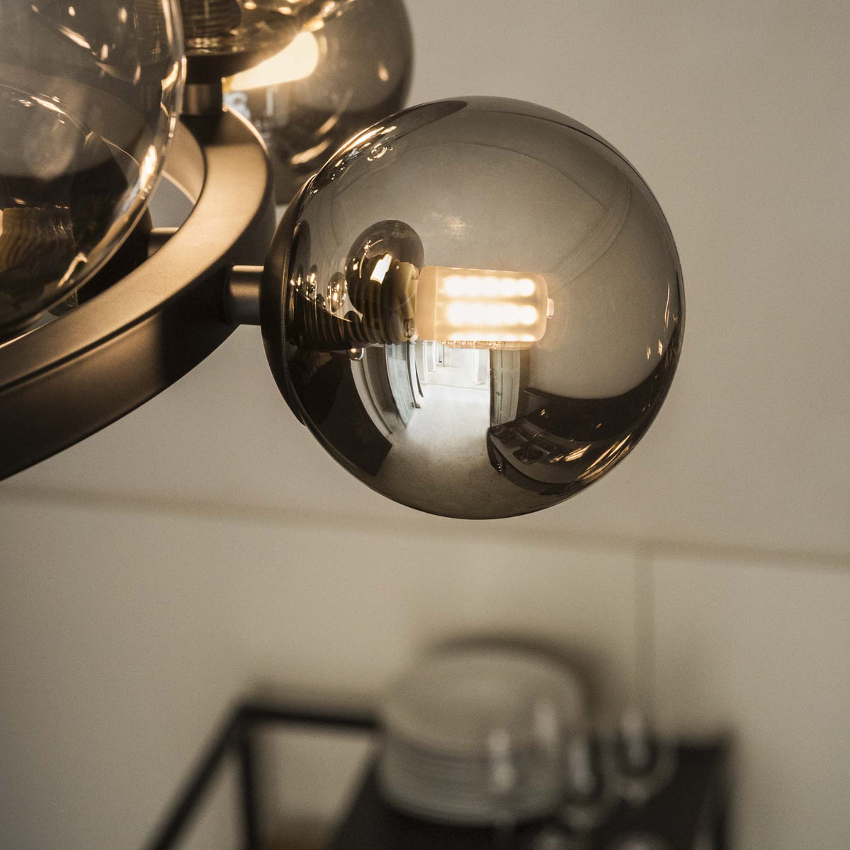 Lustră pendul Perlage SP14, fumuriu – ambient