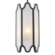 Lustră pendul Rockefeller, finisaj bronz cu reflexe, sticlă albă