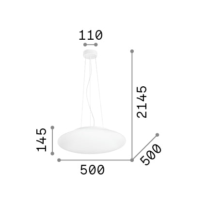 Lustră pendul Smarties SP3 D50 – desen tehnic cu dimensiuni