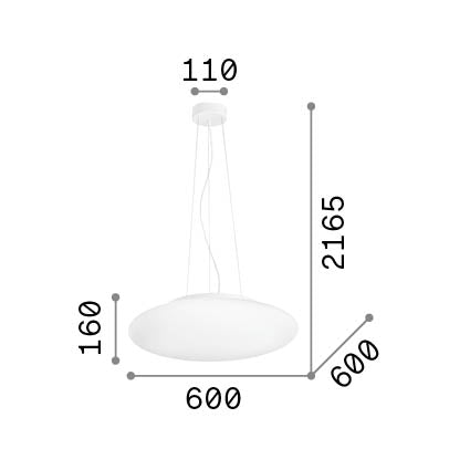 Lustră pendul Smarties SP5 D60 – desen tehnic cu dimensiuni