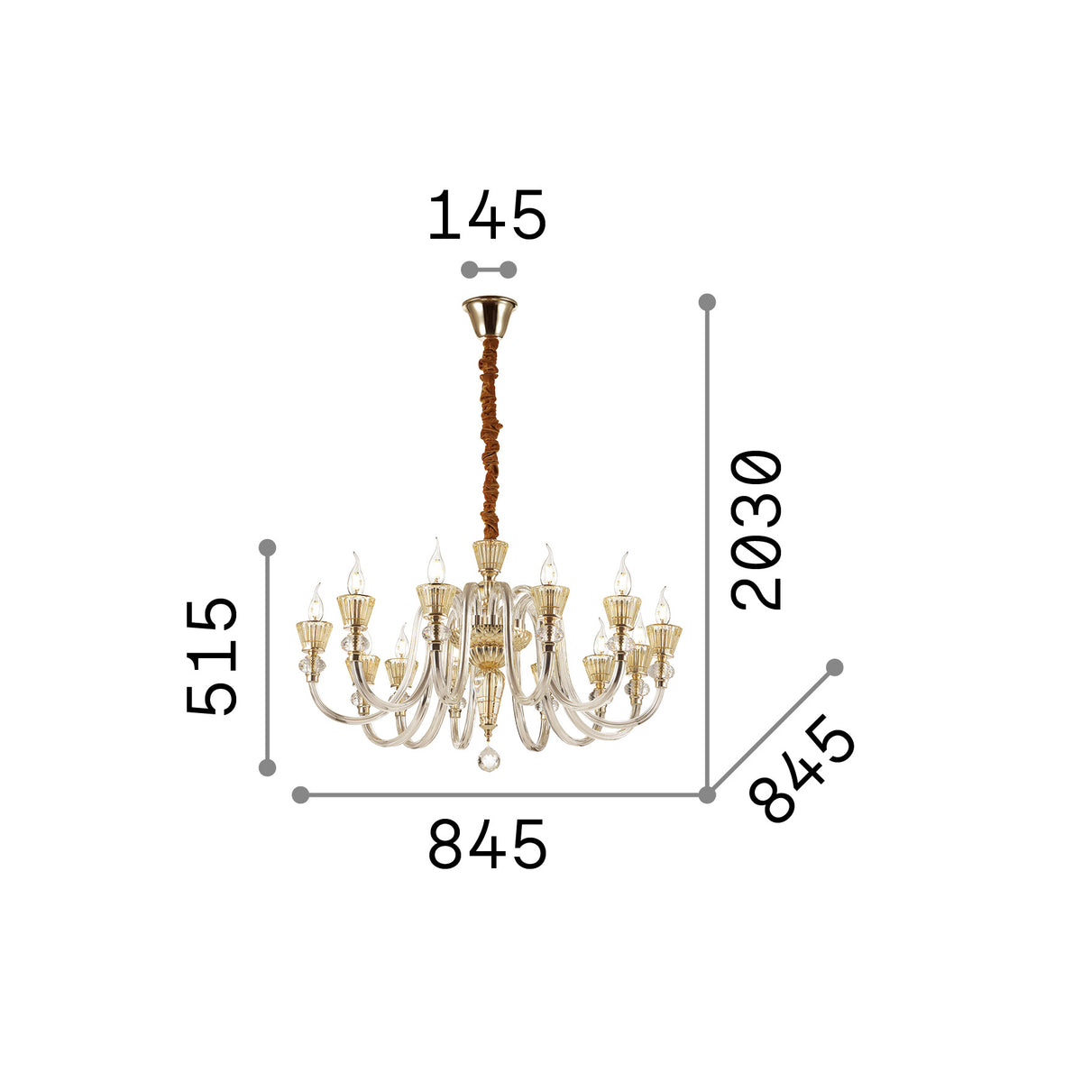 Lustră pendul Strauss SP12 – desen tehnic cu dimensiuni