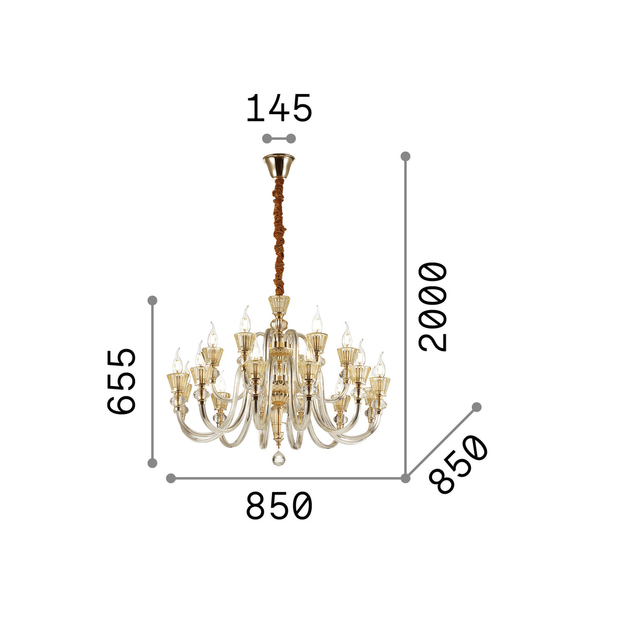 Lustră pendul Strauss SP18 – desen tehnic cu dimensiuni