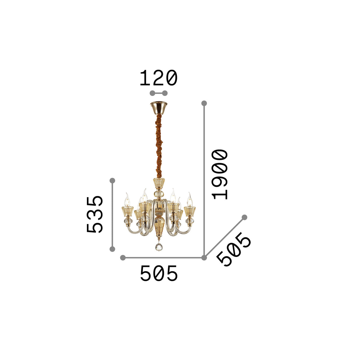 Lustră pendul Strauss SP6 – desen tehnic cu dimensiuni