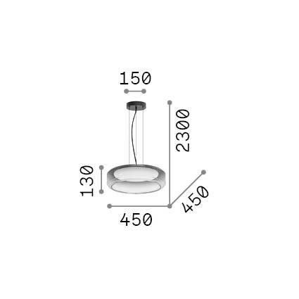 Lustră pendul Topico SP D45 – desen tehnic cu dimensiuni