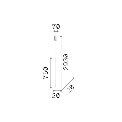 Lustră pendul Tubix SP D075 – desen tehnic cu dimensiuni