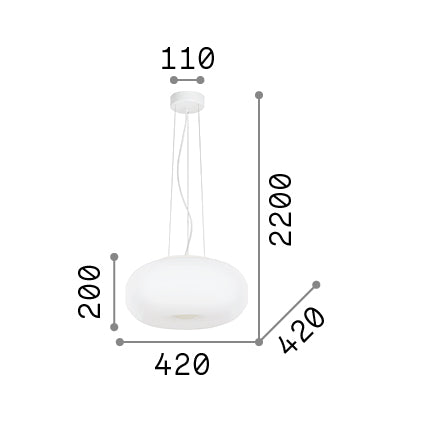 Lustră pendul Ulisse SP3 D42 – desen tehnic cu dimensiuni
