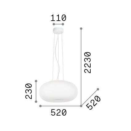 Lustră pendul Ulisse SP3 D52 – desen tehnic cu dimensiuni