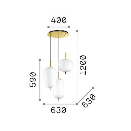 Lustră pendul Umile SP3 – desen tehnic cu dimensiuni