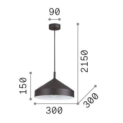 Lustră pendul Yurta SP1 D30, negru – desen tehnic cu dimensiuni