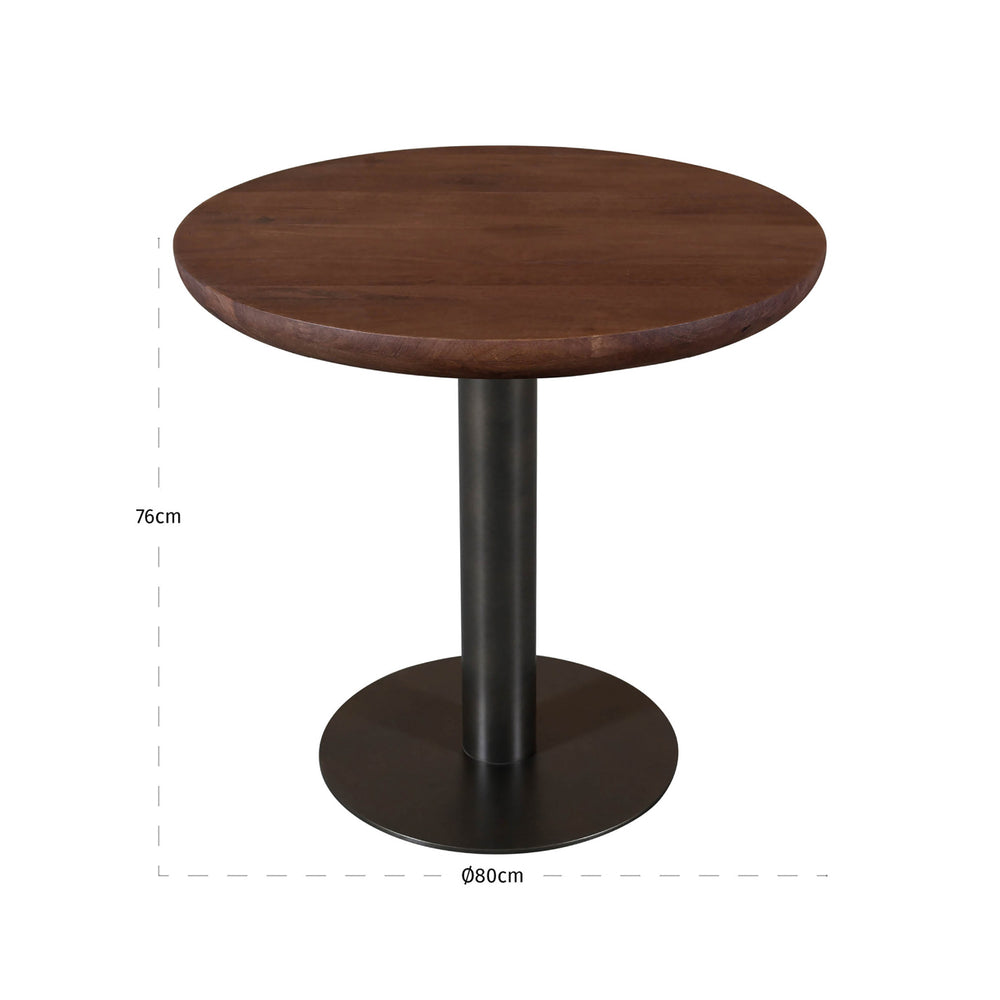 Masă bistro Baldwin, spicebrown, Ø 80 cm – desen tehnic cu dimensiuni