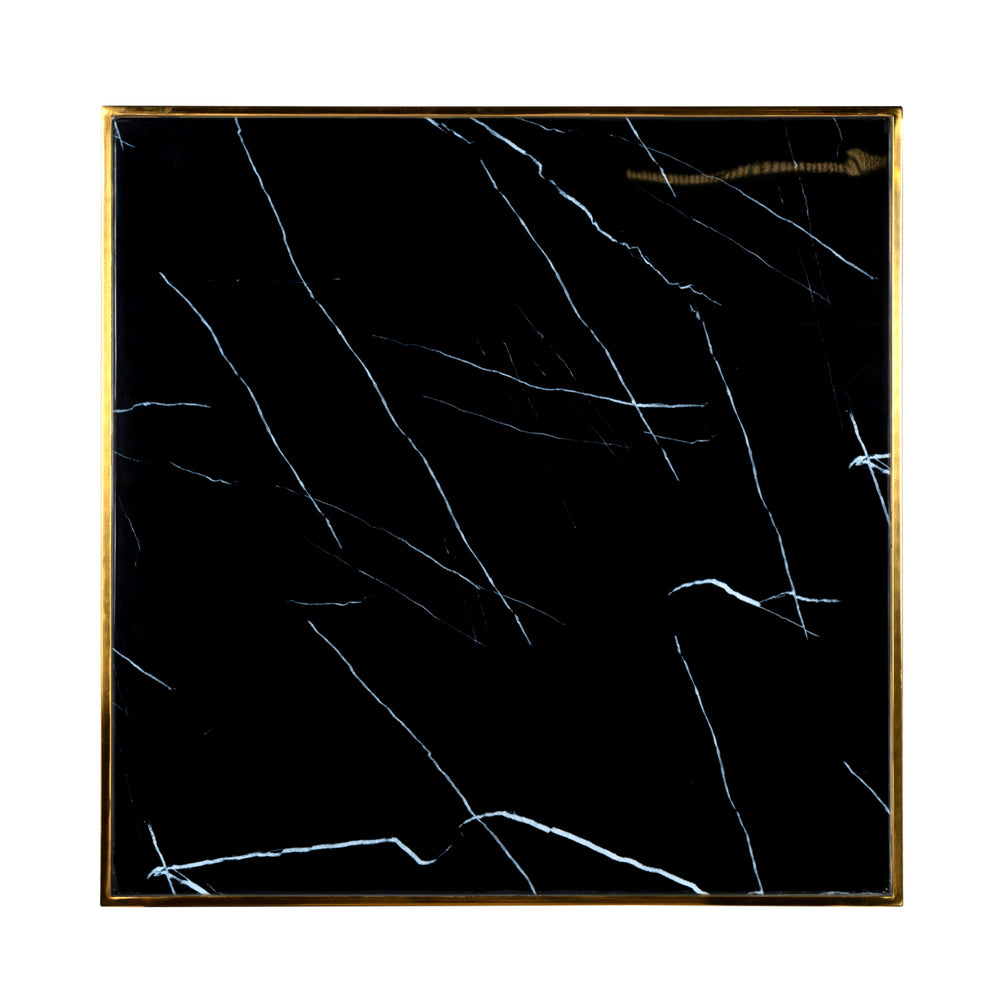Masă bistro Can Roca, negru/auriu, 70 x 70 cm