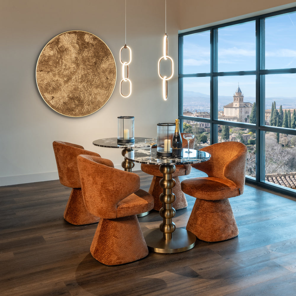 Masă bistro Witlox, negru/auriu, Ø 75 cm – ambient