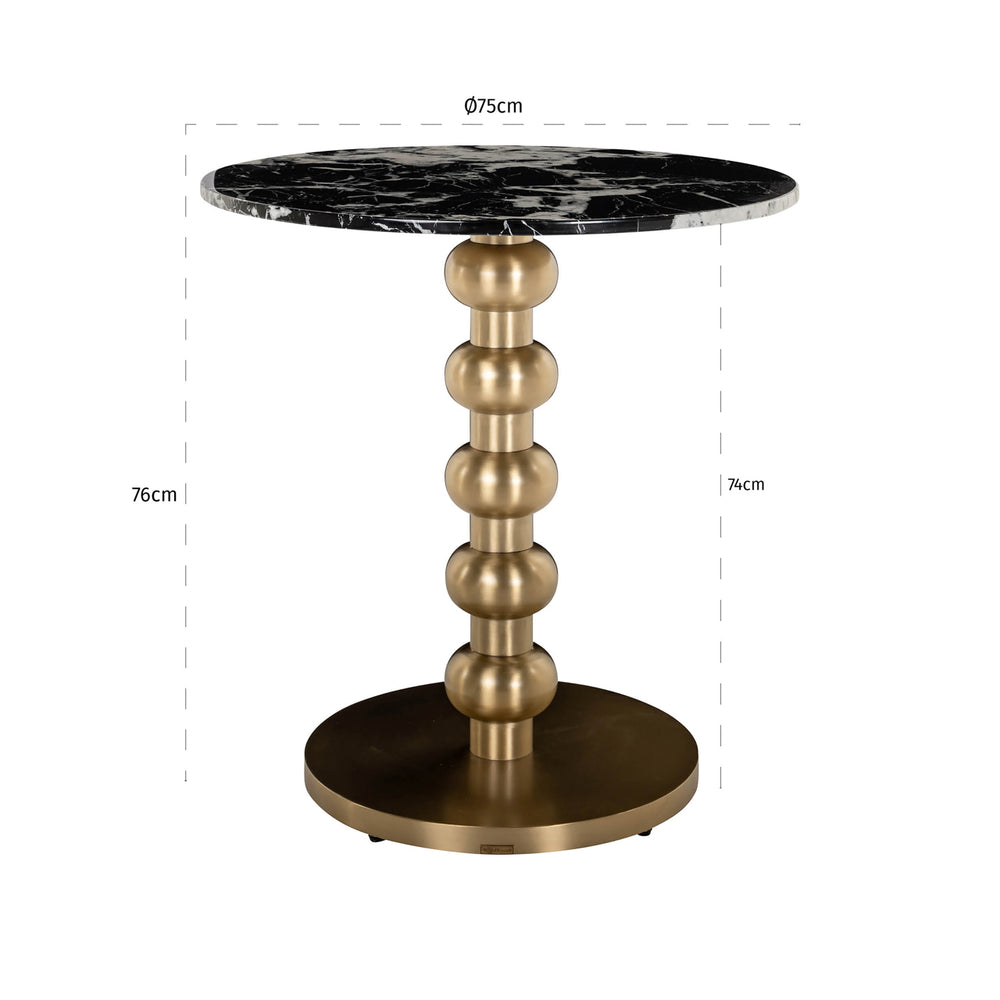 Masă bistro Witlox, negru/auriu, Ø 75 cm