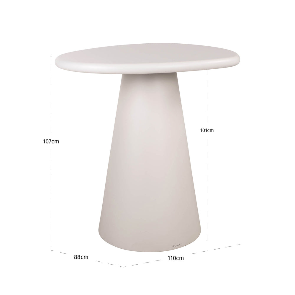Masă de bar Bloomstone, alb – desen tehnic cu dimensiuni