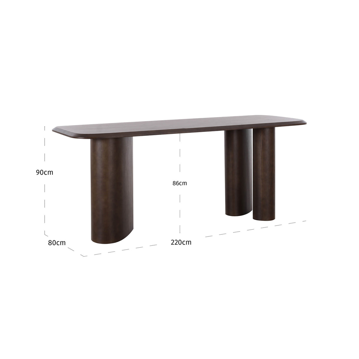 Masă de bar Prancer, maro – desen tehnic cu dimensiuni