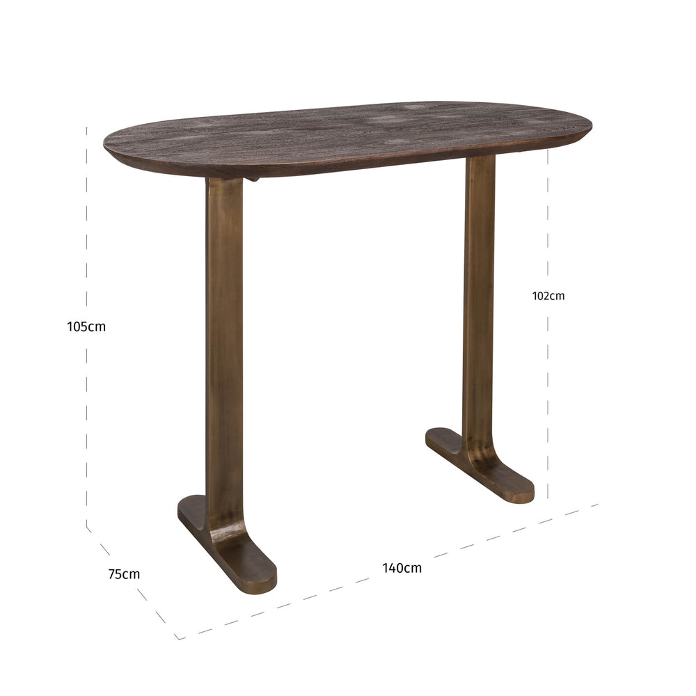 Masă de bar Revelin, maro închis, 140 cm – desen tehnic cu dimensiuni