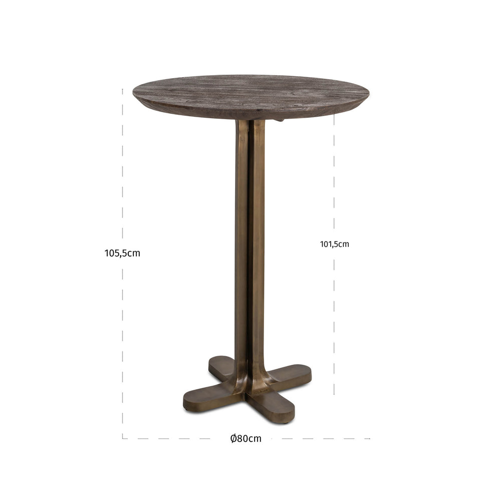 Masă de bar Revelin, maro închis, Ø 80 cm – desen tehnic cu dimensiuni