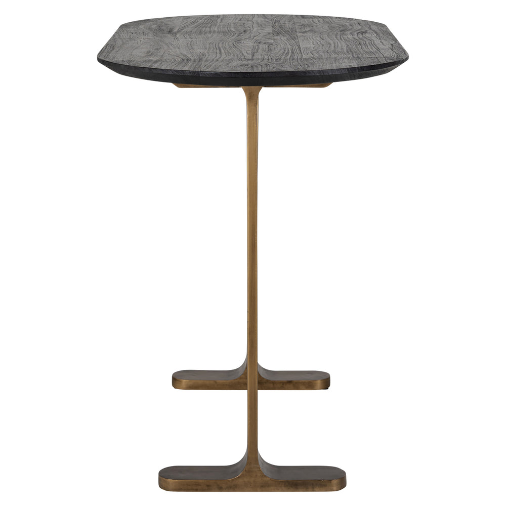Masă de bar Revelin, negru/auriu, 140 cm