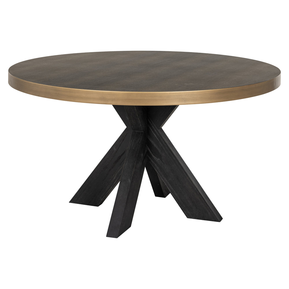 Masă dining Bloomville, alamă șagrin, cu blat de sticlă, Ø 140 cm