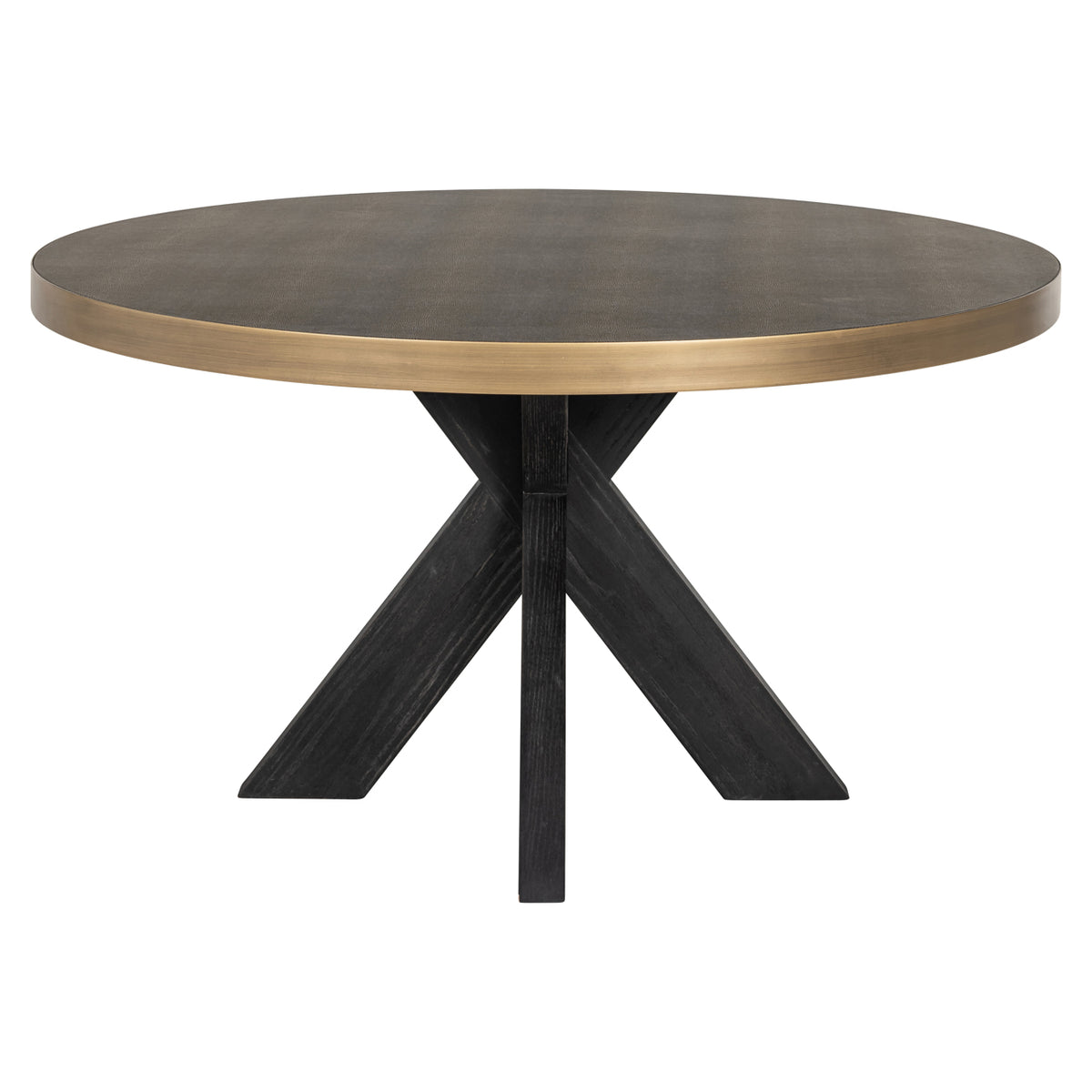 Masă dining Bloomville, alamă șagrin, cu blat de sticlă, Ø 140 cm