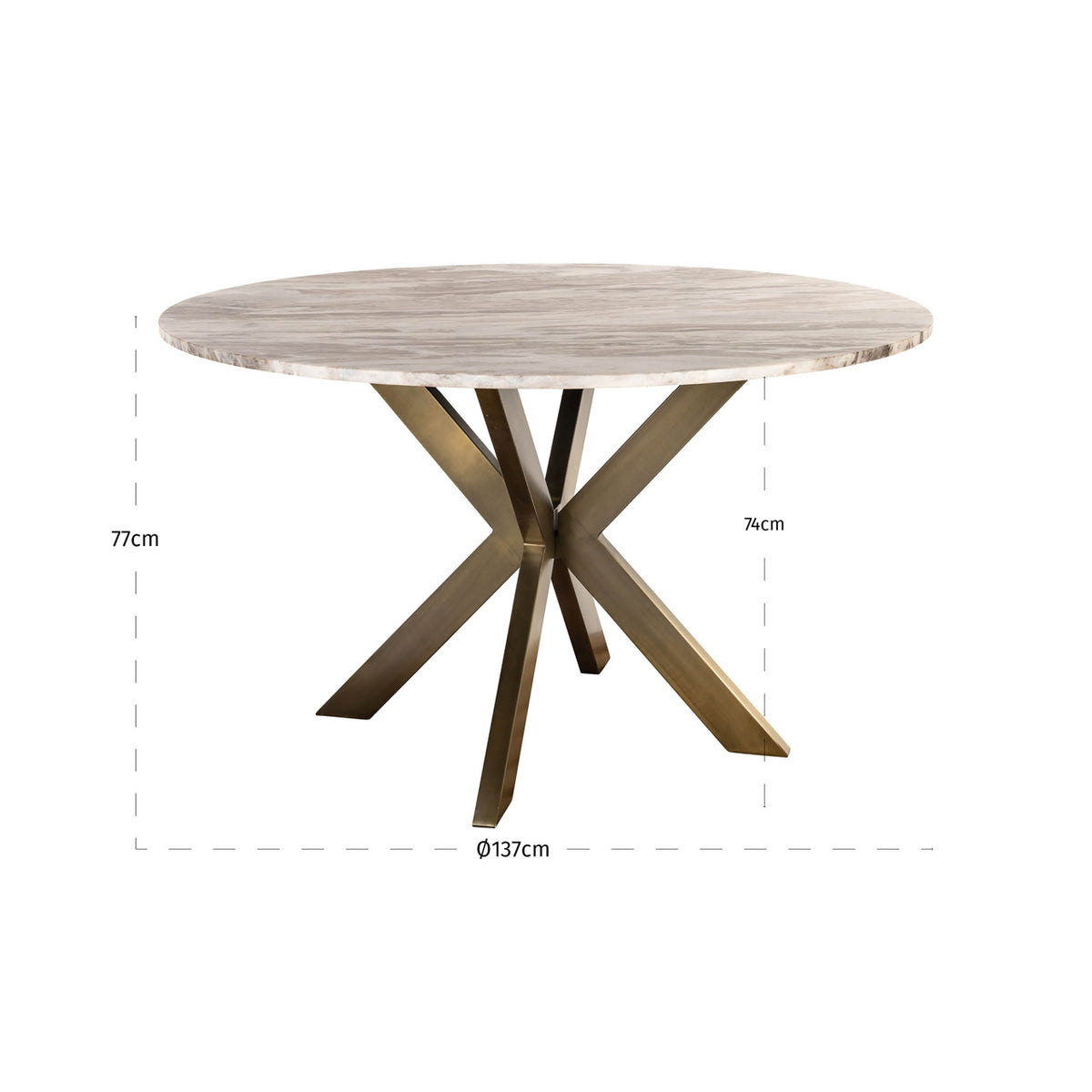 Masă dining Bottega, blush bej, Ø 140 cm