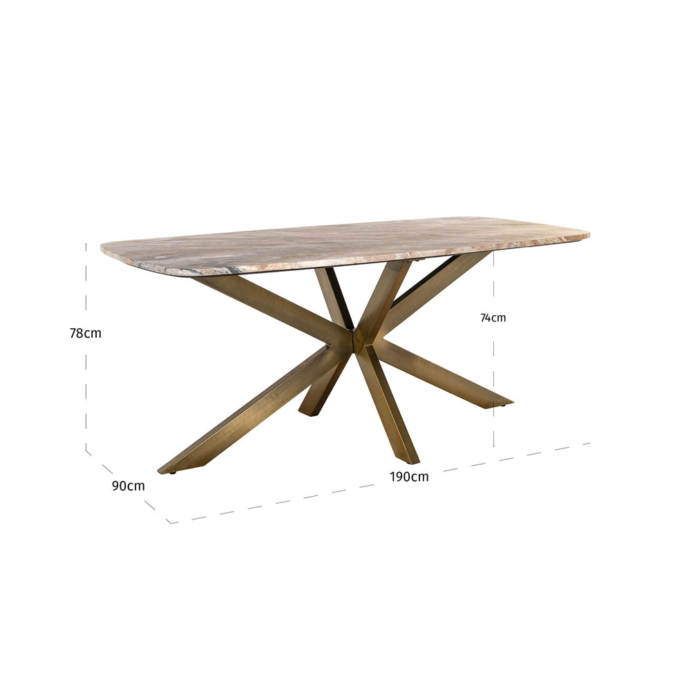 Masă dining Bottega, blush bej, oval danez, 190 cm