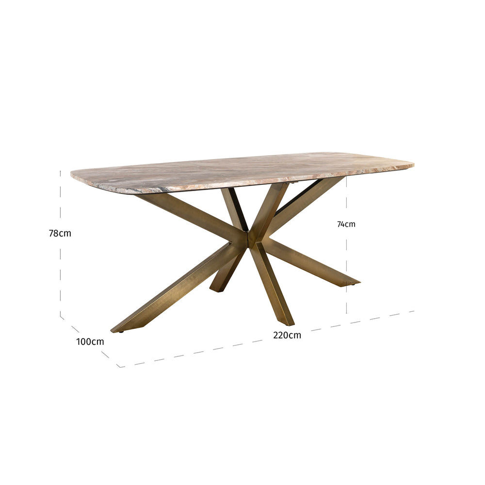 Masă dining Bottega, blush bej, oval danez, 220 cm