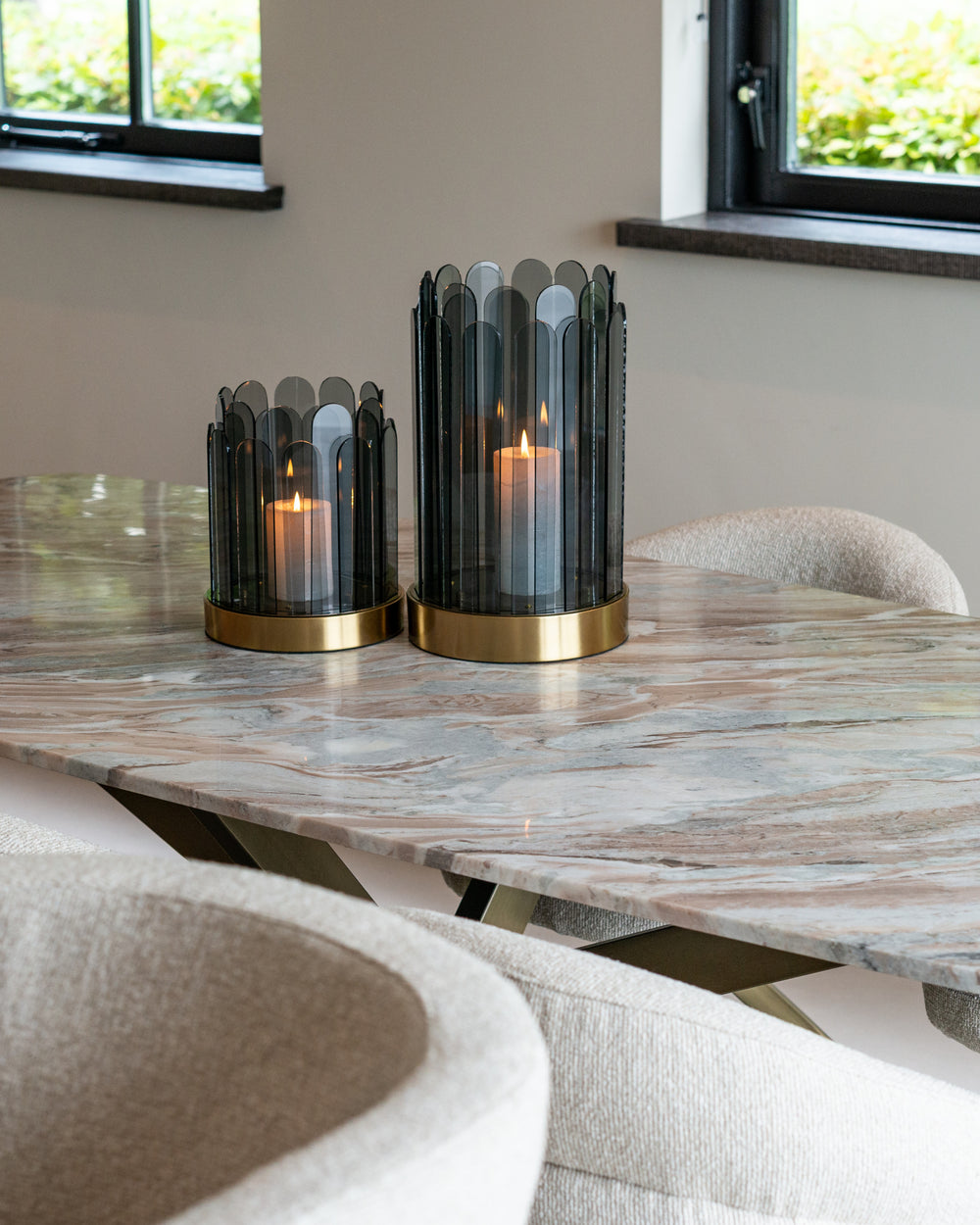 Masă dining Bottega, blush bej, oval danez, 220 cm – ambient