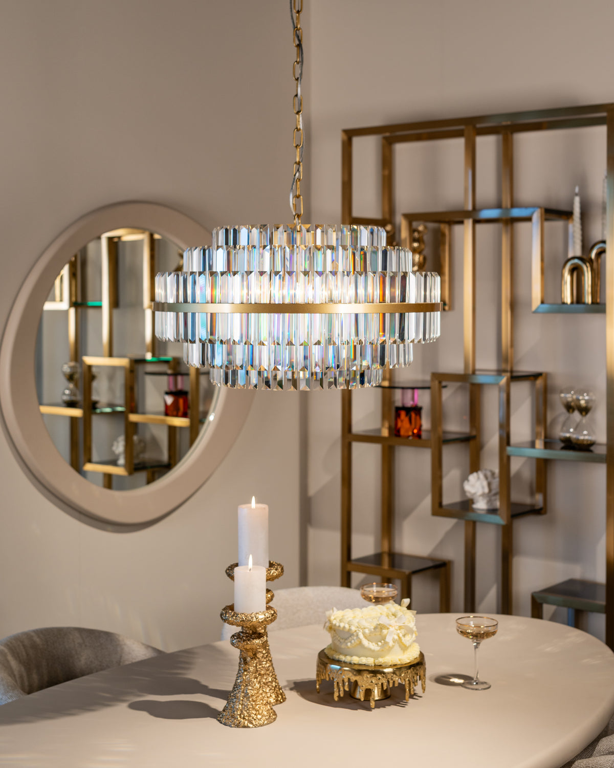 Masă dining Clayton, bej, 220 cm – ambient