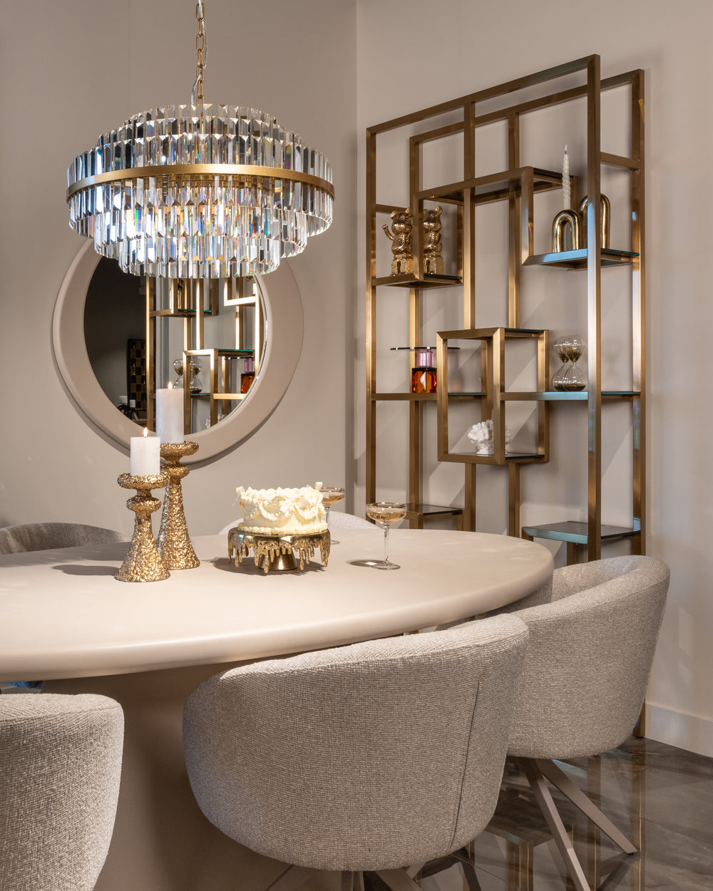 Masă dining Clayton, bej, 220 cm – ambient