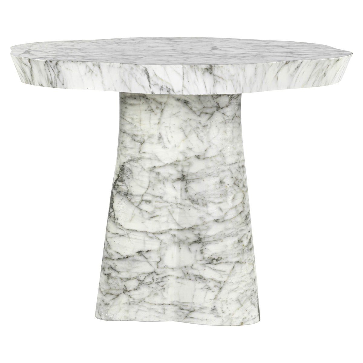 Masă dining de exterior Rockyard, alb cu aspect de marmură, Ø 100 cm