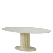 Masă dining de exterior Volterra, ovală, finisaj nisip, ceramică crem