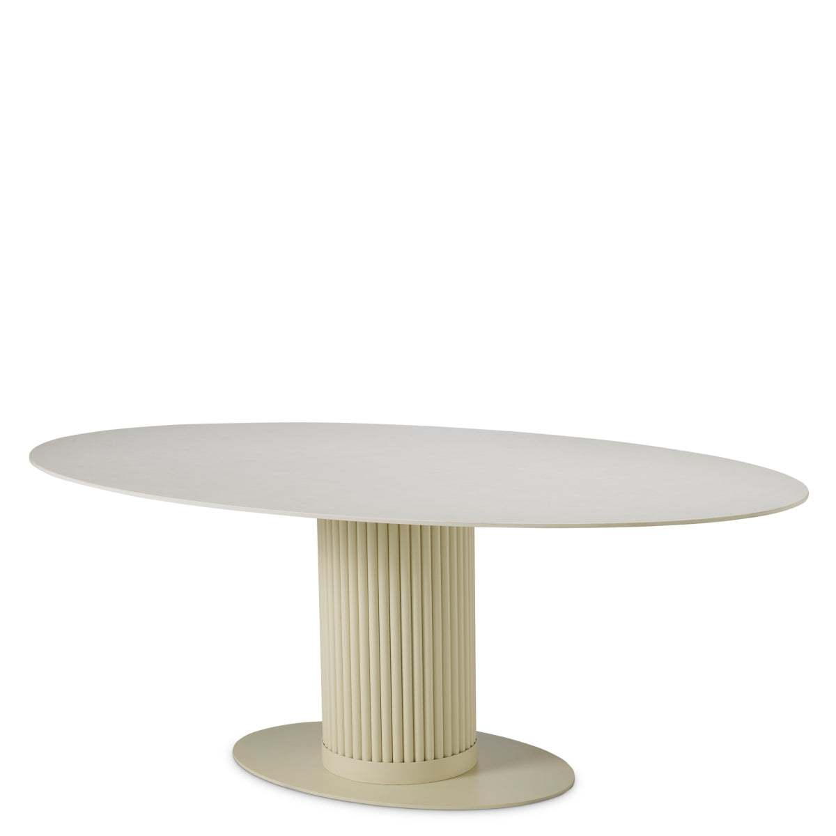 Masă dining de exterior Volterra, ovală, finisaj nisip, ceramică crem
