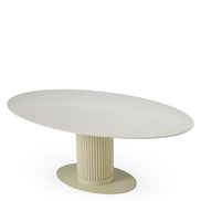 Masă dining de exterior Volterra, ovală, finisaj nisip, ceramică crem