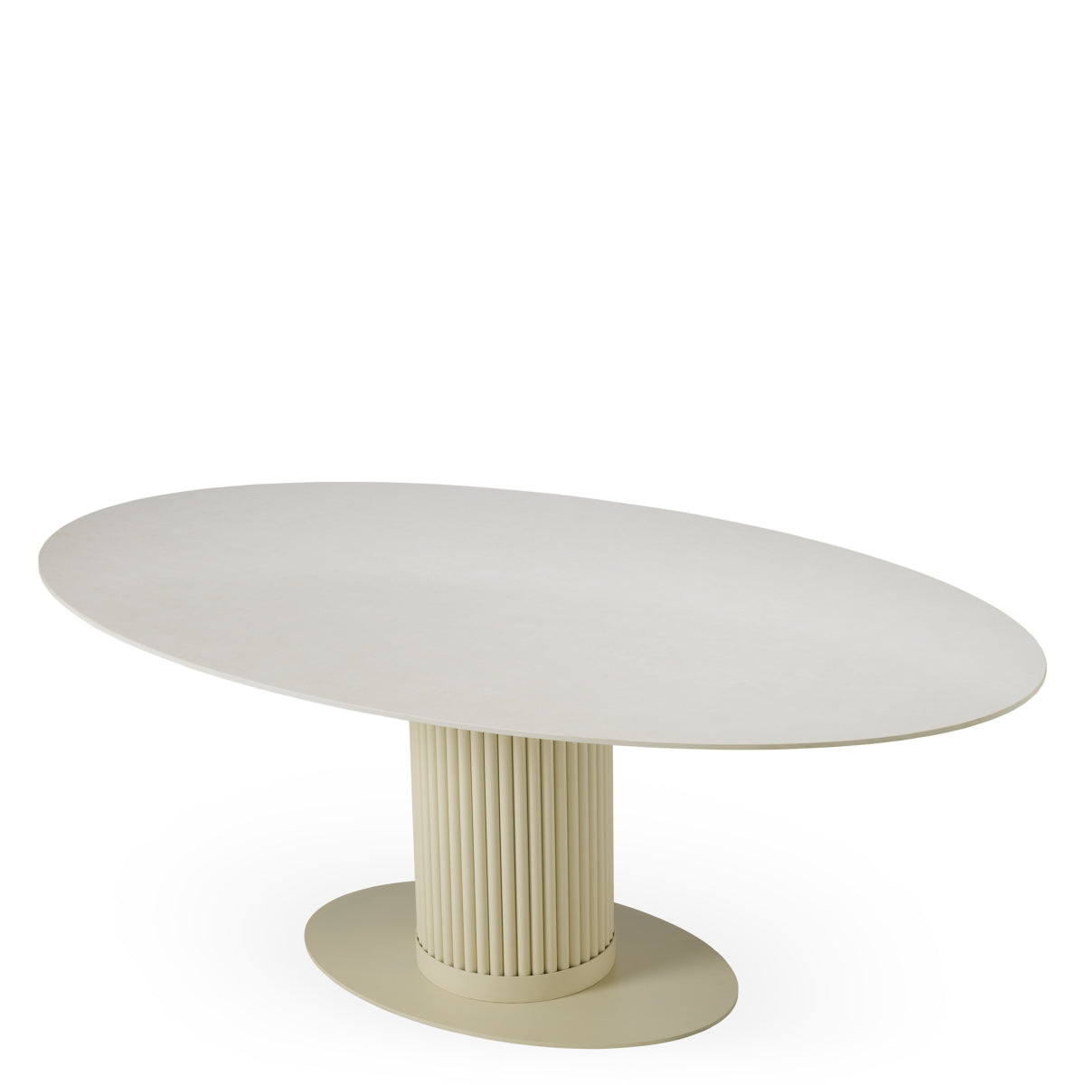 Masă dining de exterior Volterra, ovală, finisaj nisip, ceramică crem