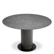 Masă dining de exterior Volterra, rotundă, finisaj bronz, ceramică gri