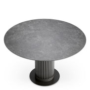 Masă dining de exterior Volterra, rotundă, finisaj bronz, ceramică gri