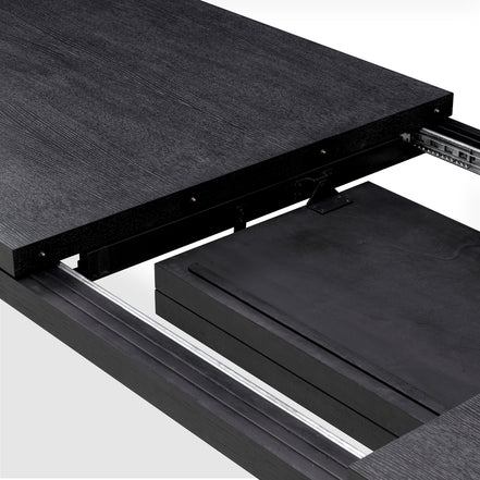 Masă dining extensibilă Atelier L, furnir de stejar gri cărbune