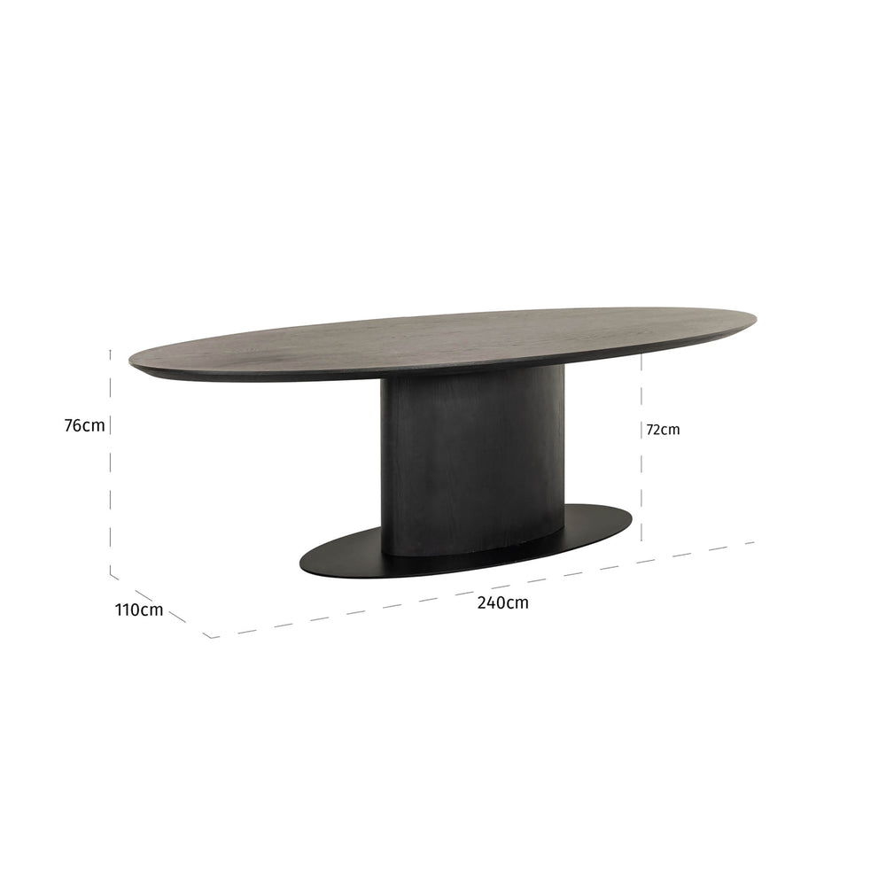 Masă dining Gordon, dark coffee, 240 cm – desen tehnic cu dimensiuni