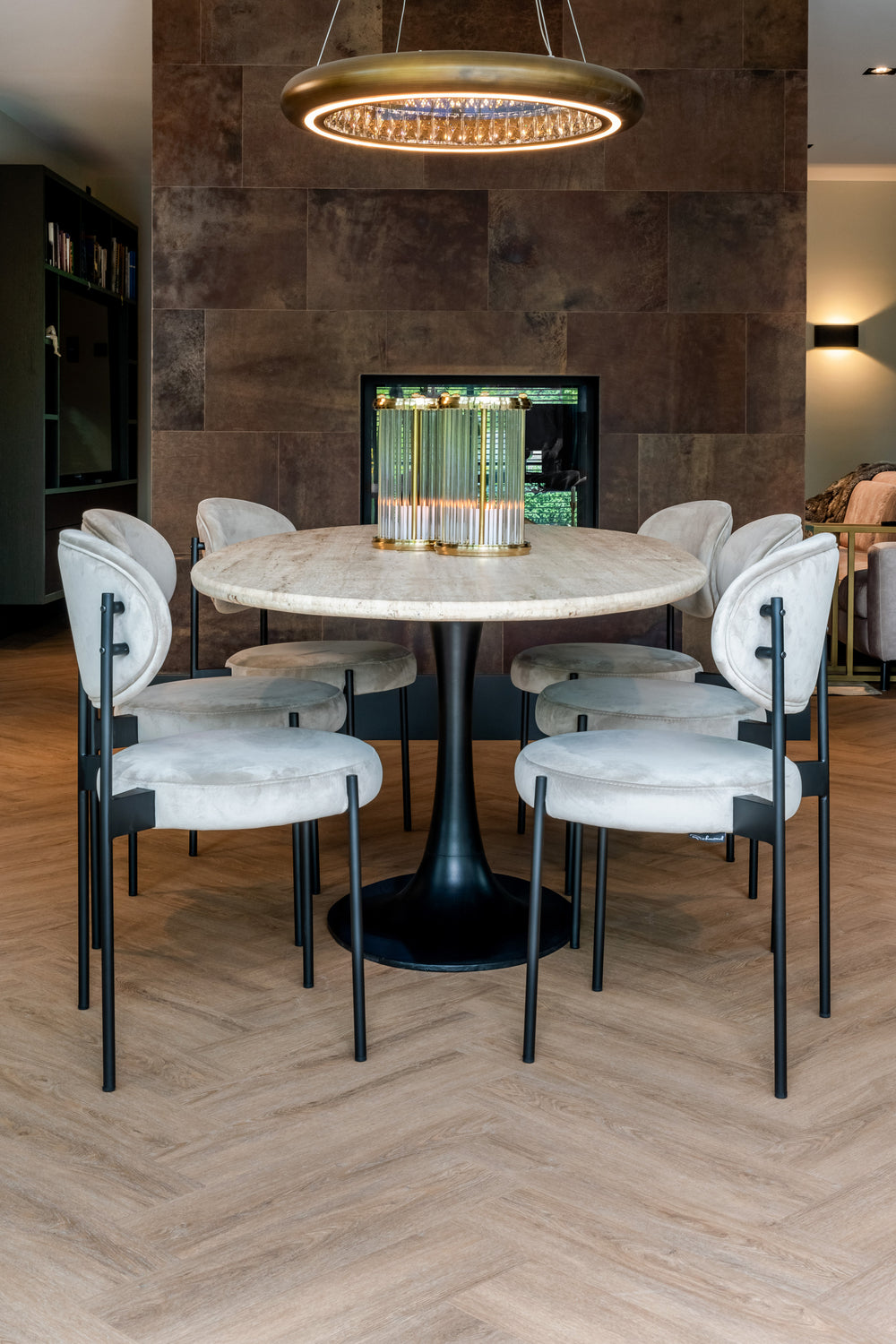 Masă dining Hampton, negru, oval, 230 cm – ambient