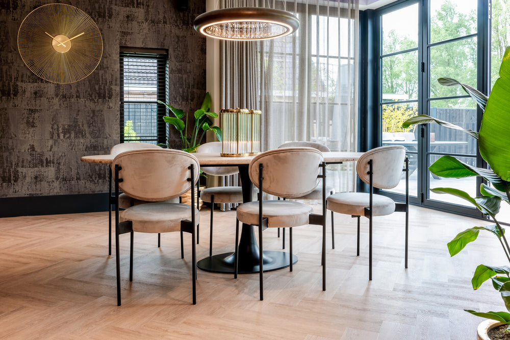 Masă dining Hampton, negru, oval, 230 cm – ambient