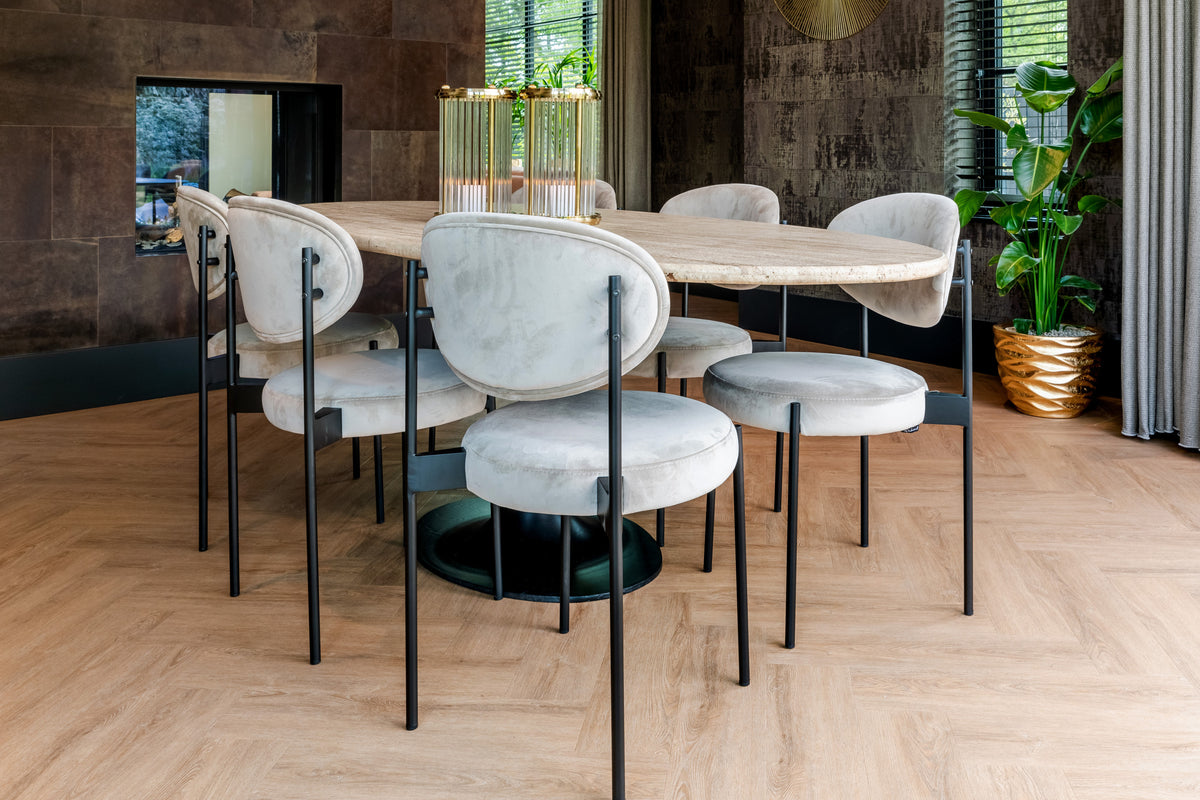 Masă dining Hampton, negru, oval, 230 cm – ambient